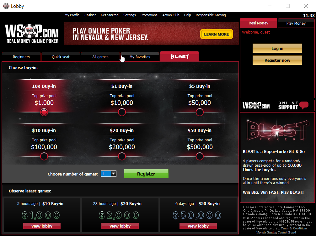 Lottery BLAST SNGs Also Available on WSOP